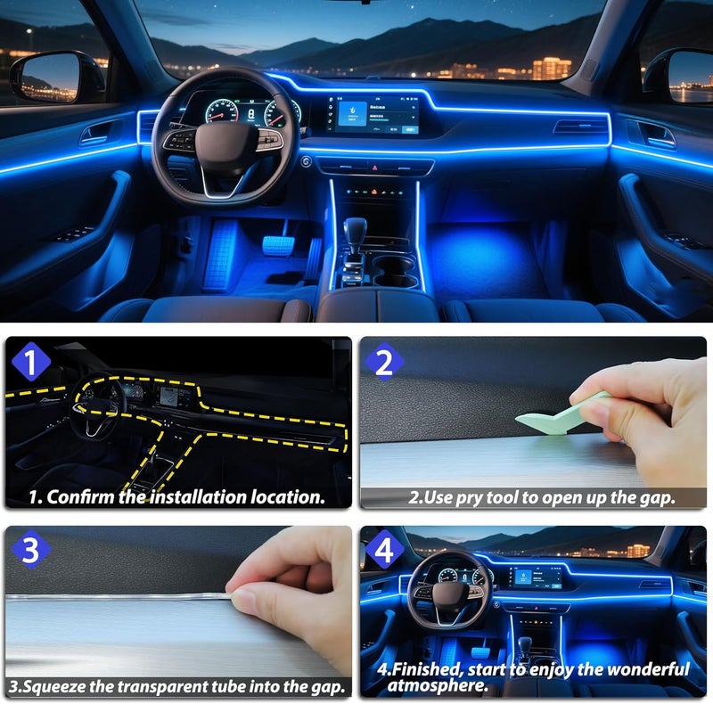 Fimker 5 in 1 Car Led Strip Lights with App Control, RGB Colors Interior Car Lights, Ambient Led Lighting Kit, 4 Light Flashing Modes, USB Neon Accessories for Doors, Center Console - Image 3